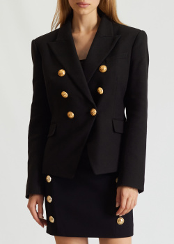 Двубортный пиджак Balmain черного цвета, фото